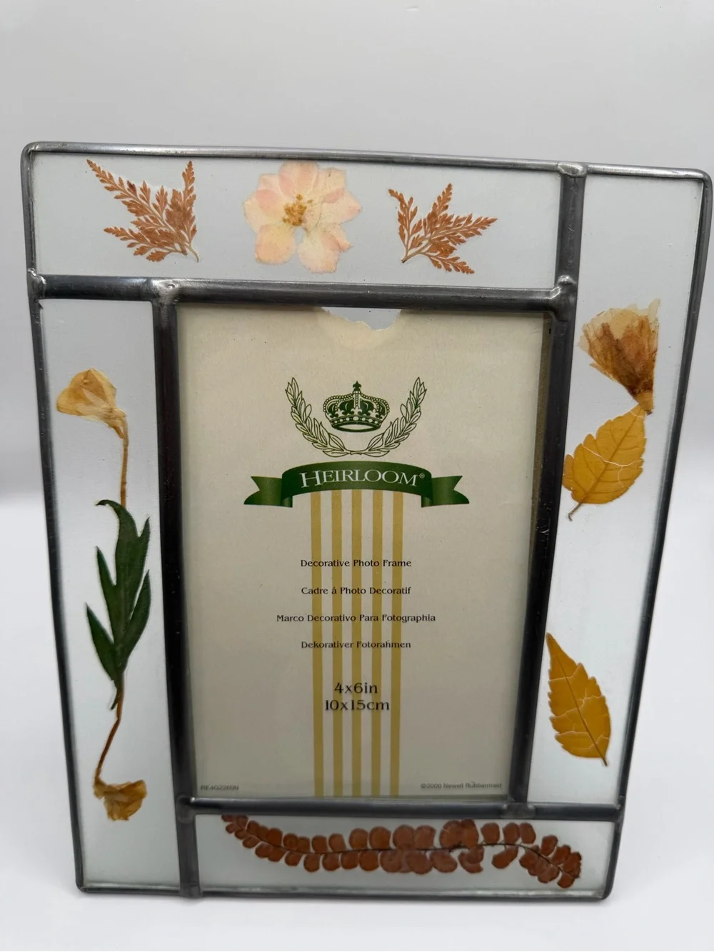 Heirloom Pressed Flower Glass Photo Frame 4x6 Botanical Cottage Decor